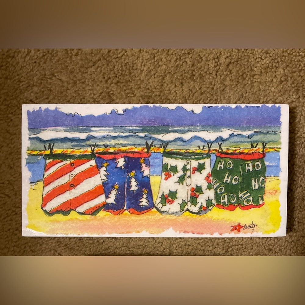 Whimsical Christmas plaque for Coastal Christmas.